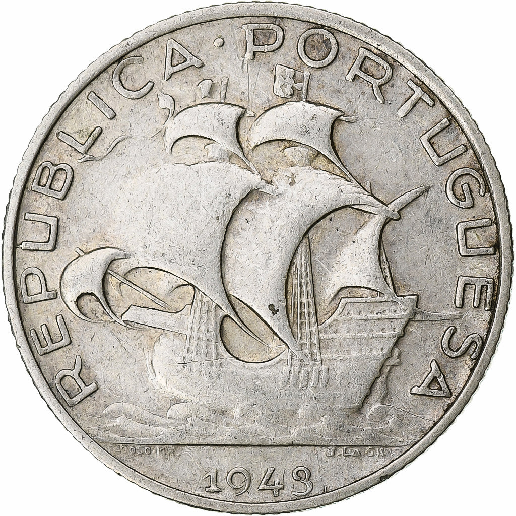 Coin, Portugal, 2-1/2 Escudos, 1943, AU(50-53), Silver, KM:580