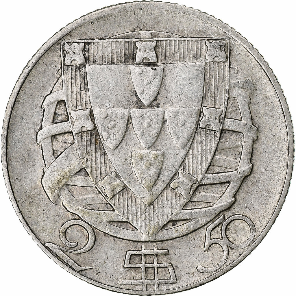 Coin, Portugal, 2-1/2 Escudos, 1943, AU(50-53), Silver, KM:580