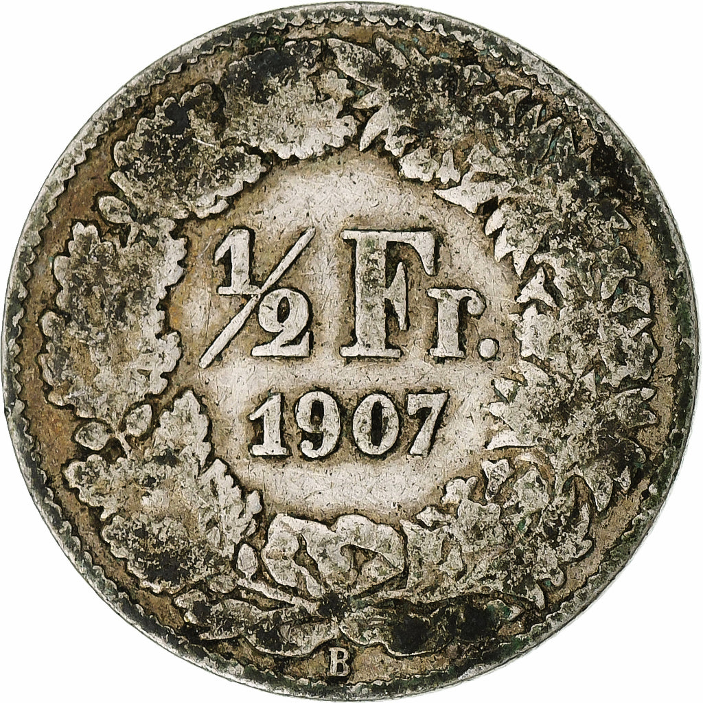 Munten, Zwitserland, 1/2 Franc, 1907, Bern, FR, Zilver, KM:23