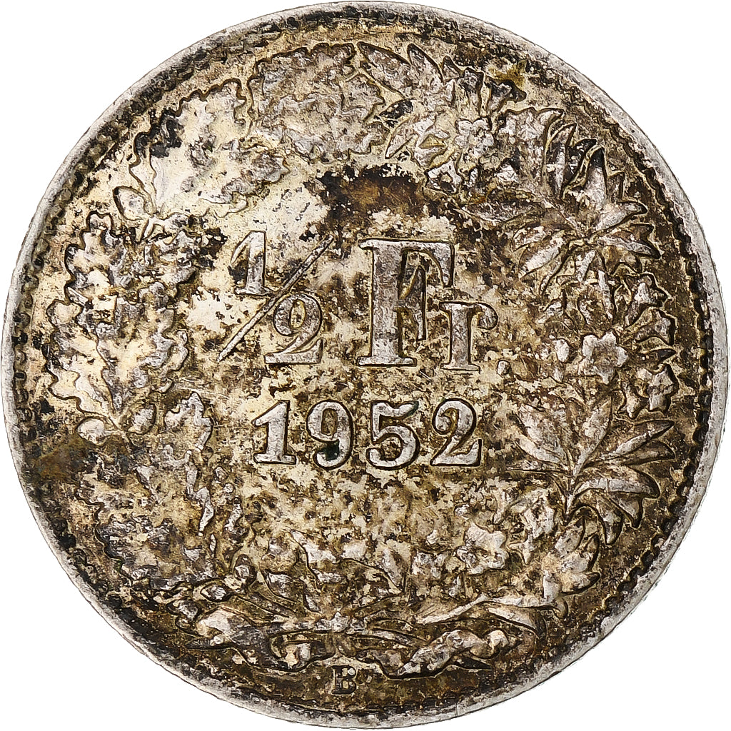 Moneda, Suiza, 1/2 Franc, 1952, Bern, EBC, Plata, KM:23