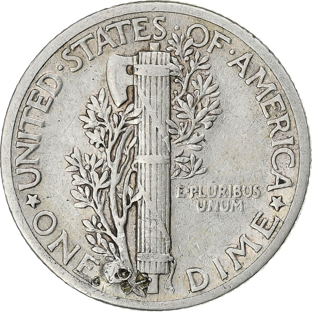 Moneda, Estados Unidos, Mercury Dime, Dime, 1938, U.S. Mint, Philadelphia, BC+