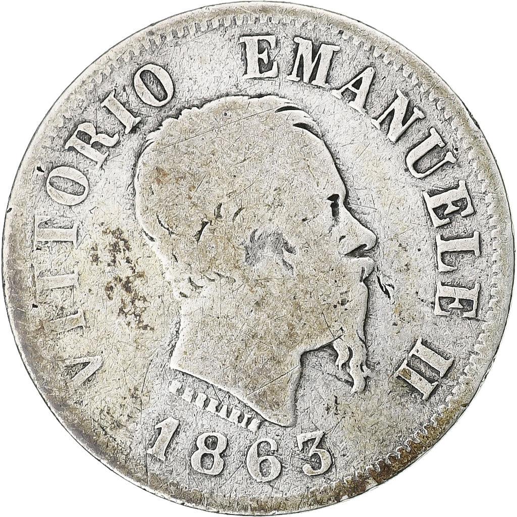 Monnaie, Italie, Vittorio Emanuele II, 50 Centesimi, 1863, Milan, TB, Argent