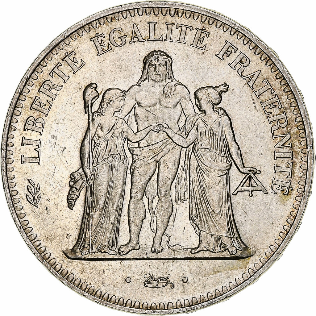 Moneta, Francja, Hercule, 50 Francs, 1974, Avers 20 francs, AU(55-58), Srebro