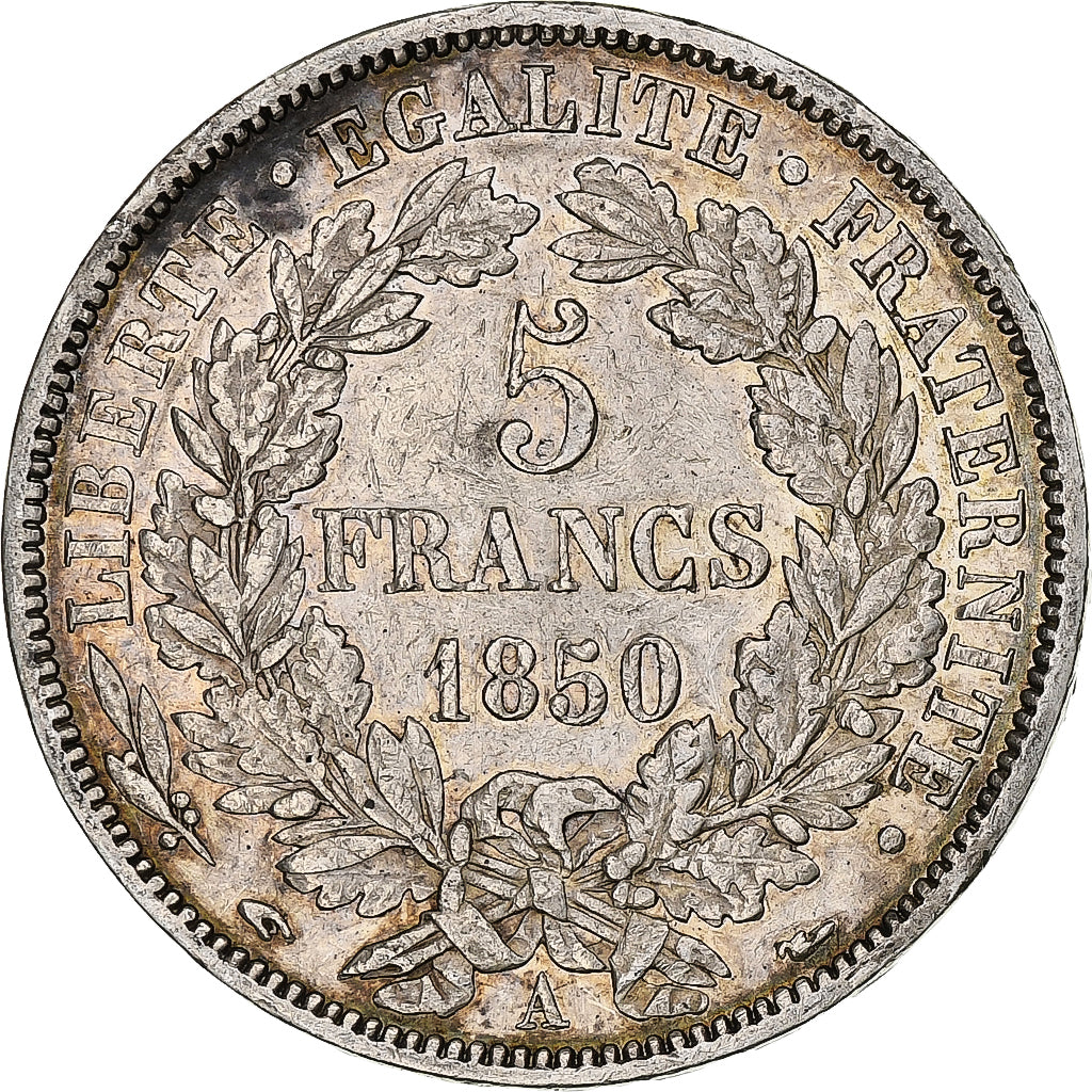 Moneta, Francia, Cérès, 5 Francs, 1850, Paris, BB, Argento, KM:761.1