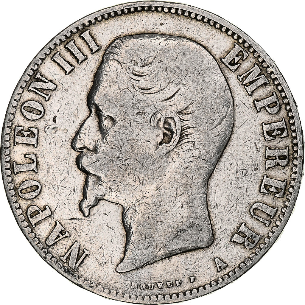 Munten, Frankrijk, Napoleon III, 5 Francs, 1856, Paris, FR, Zilver, KM:782.1