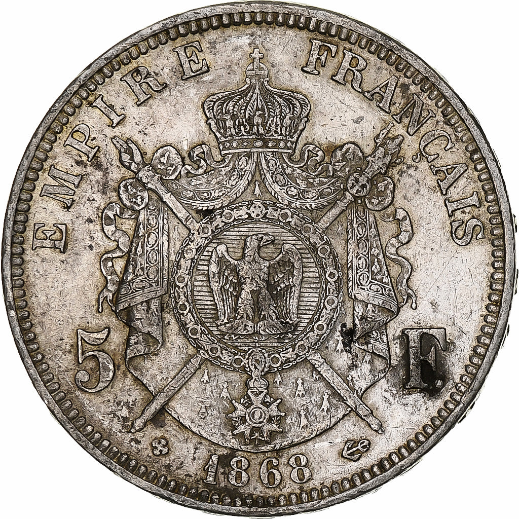 Coin, France, Napoléon III, 5 Francs, 1868, Strasbourg, EF(40-45), Silver