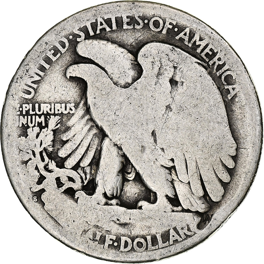 Coin, United States, Walking Liberty Half Dollar, Half Dollar, 1918, U.S. Mint