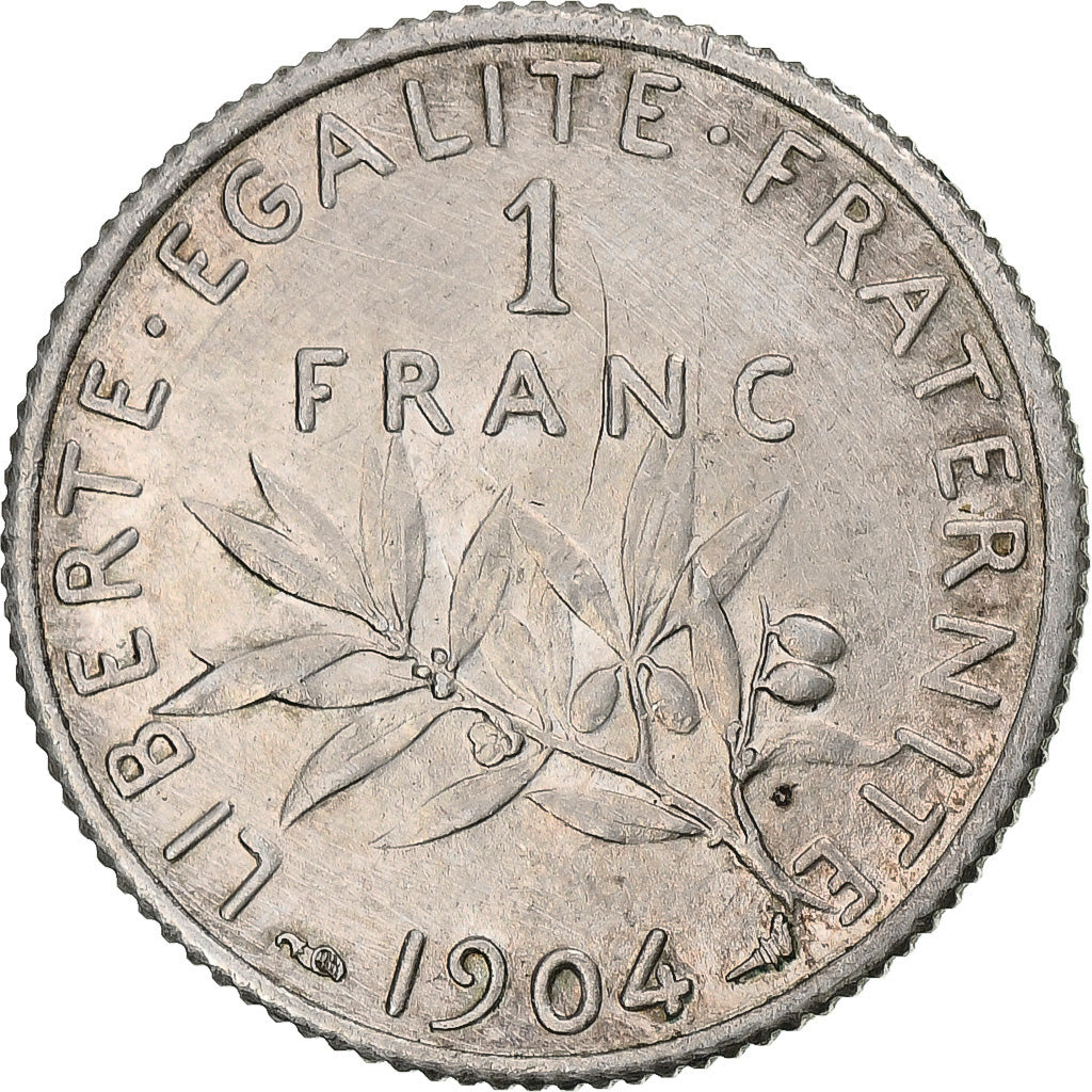 Coin, France, Semeuse, Franc, 1904, Paris, AU(55-58), Silver, KM:844.1