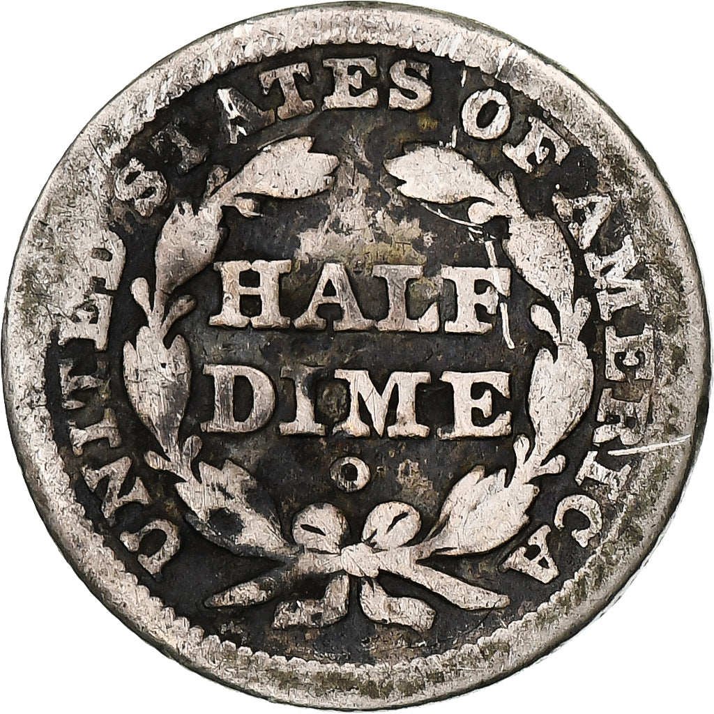 Coin, United States, Half Dime, 1842, U.S. Mint, New Orleans, F(12-15), Silver