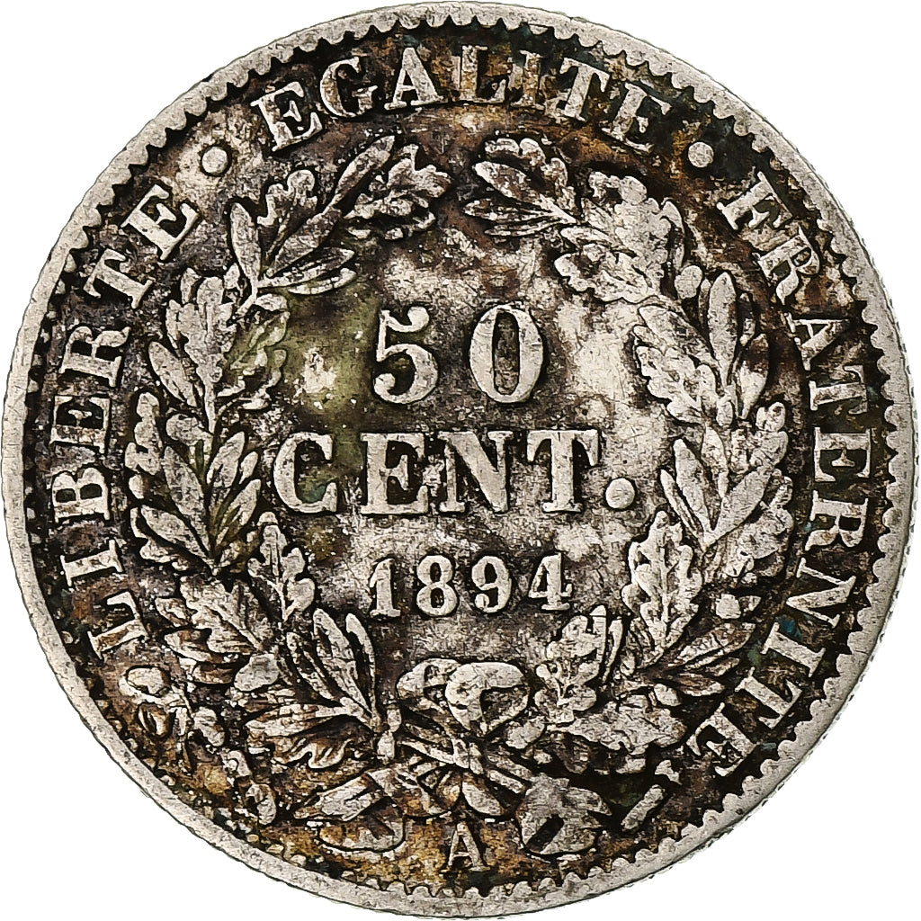Coin, France, Cérès, 50 Centimes, 1894, Paris, VF(30-35), Silver, KM:834.1