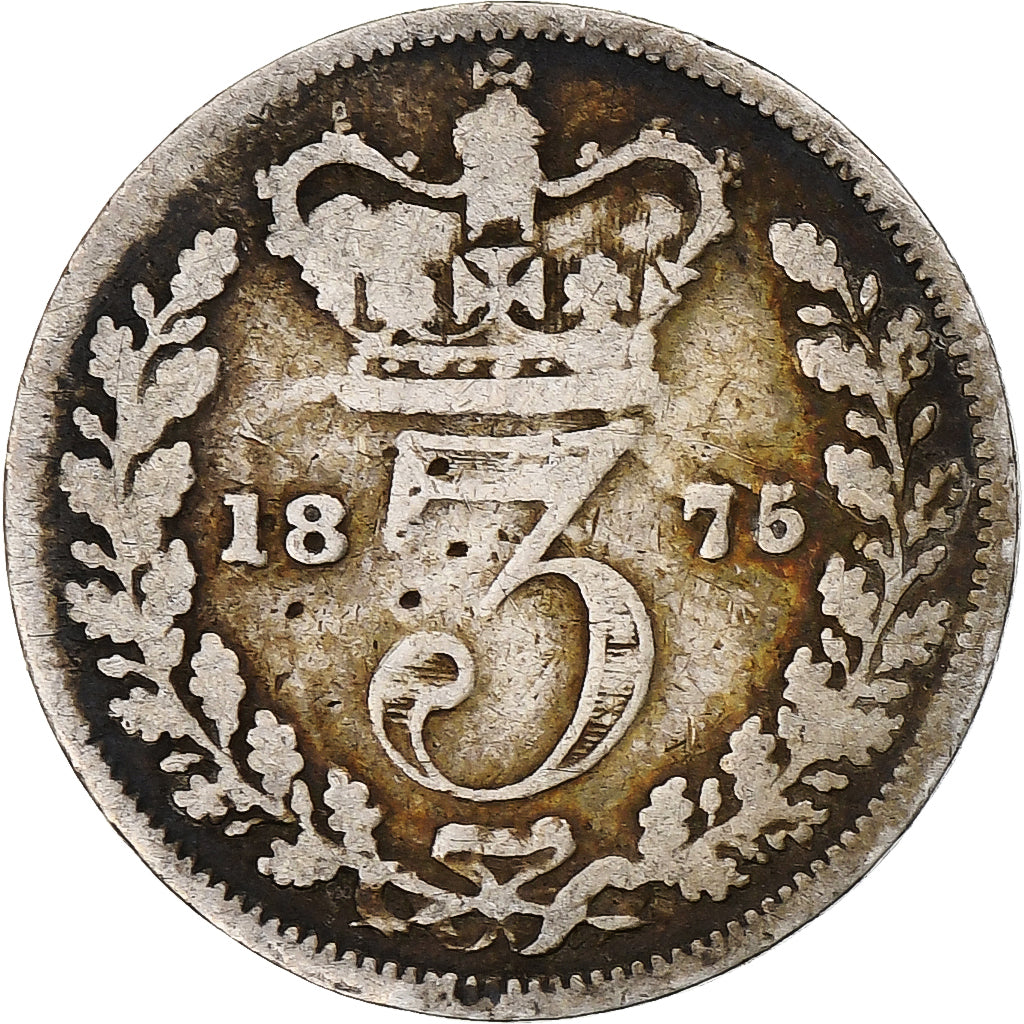 Munten, Groot Bretagne, Victoria, 3 Pence, 1875, British Royal Mint, FR, Zilver