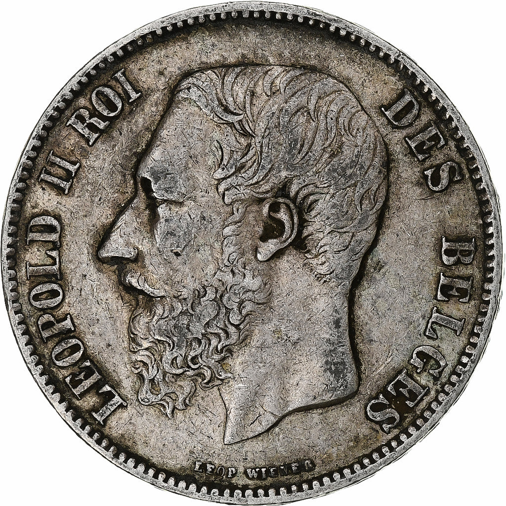 Coin, Belgium, Leopold II, 5 Francs, 5 Frank, 1867, EF(40-45), Silver, KM:24