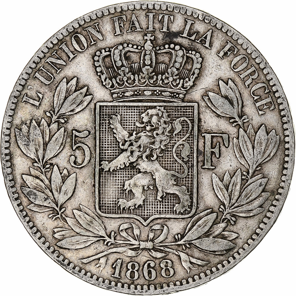 Monnaie, Belgique, Leopold II, 5 Francs, 5 Frank, 1868, TB+, Argent, KM:24