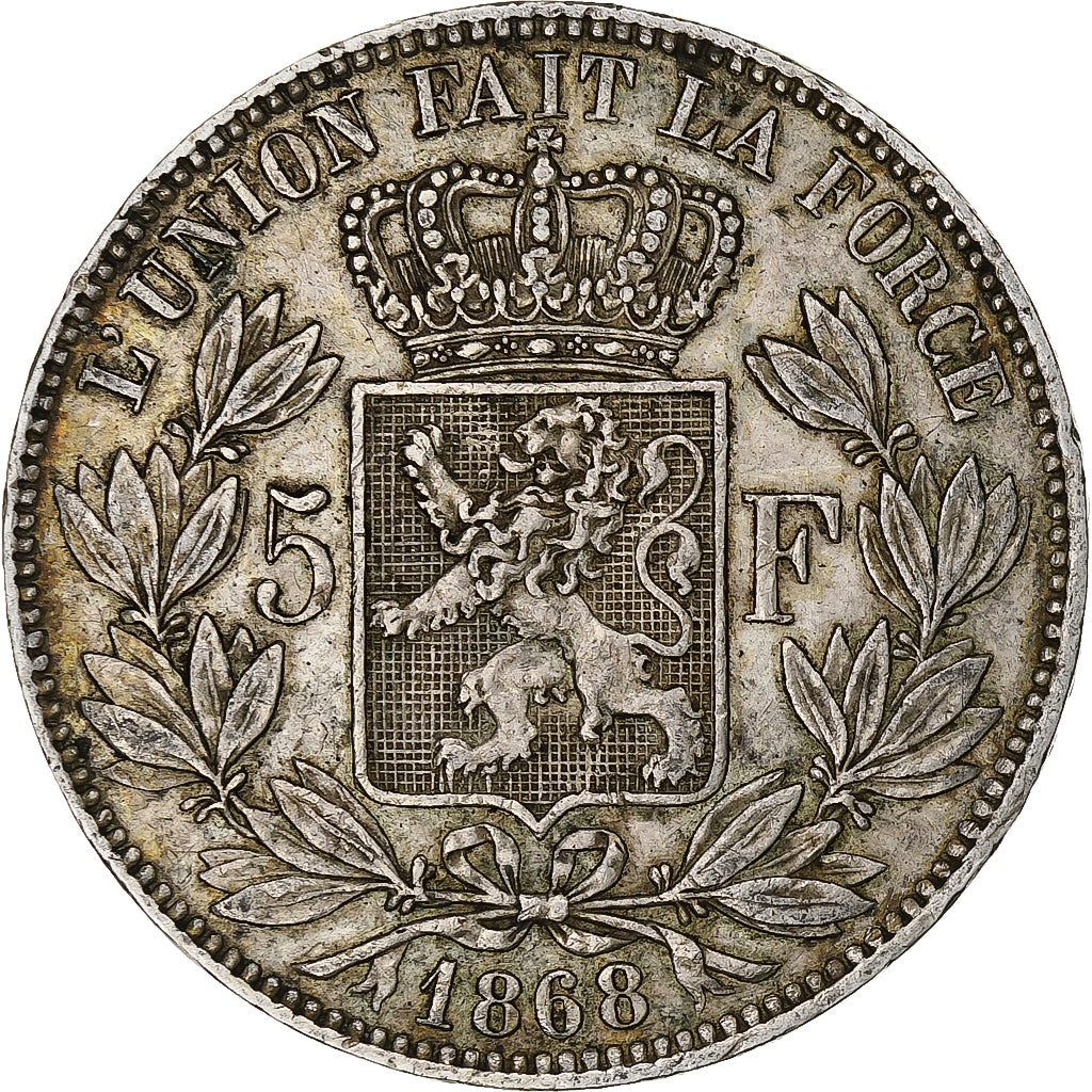 Monnaie, Belgique, Leopold II, 5 Francs, 5 Frank, 1868, TB+, Argent, KM:24
