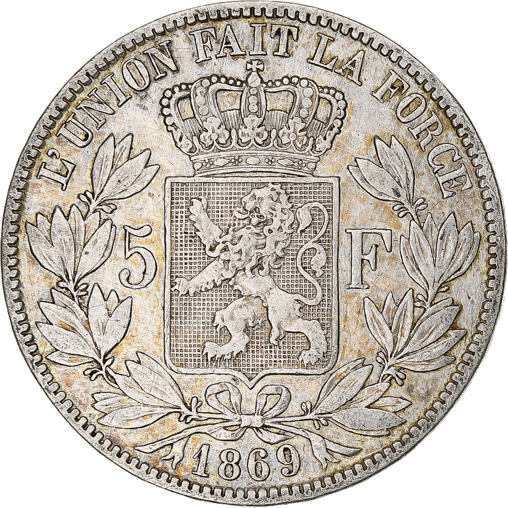 Coin, Belgium, Leopold II, 5 Francs, 5 Frank, 1869, VF(20-25), Silver, KM:24