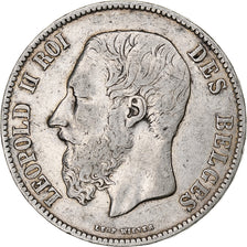 Monnaie, Belgique, Leopold II, 5 Francs, 5 Frank, 1870, Bruxelles, TB, Argent