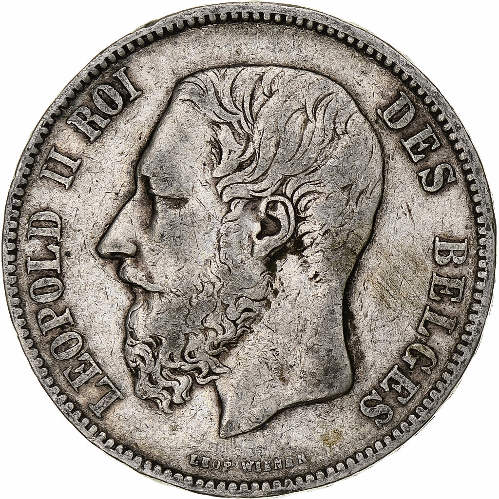 Moeda, Bélgica, Leopold II, 5 Francs, 5 Frank, 1873, VF(30-35), Prata, KM:24
