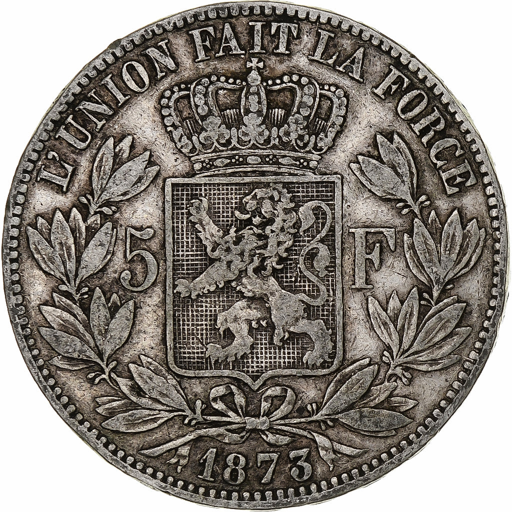 Moeda, Bélgica, Leopold II, 5 Francs, 5 Frank, 1873, VF(30-35), Prata, KM:24