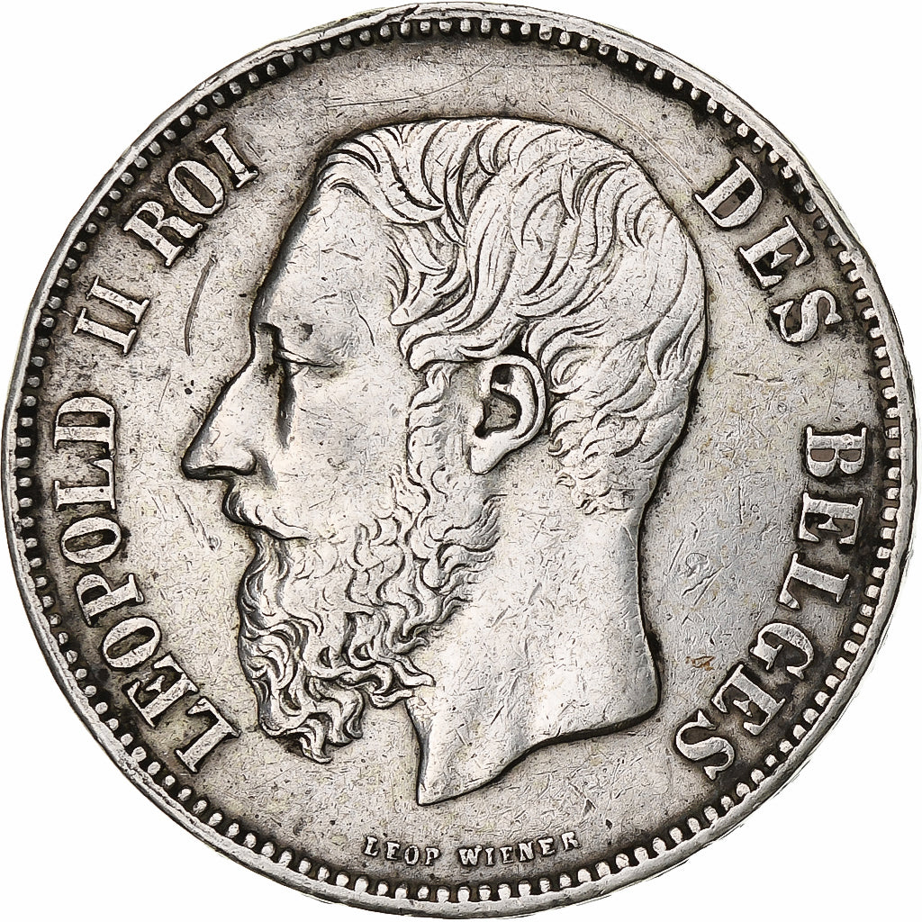 Moeda, Bélgica, Leopold II, 5 Francs, 5 Frank, 1873, VF(30-35), Prata, KM:24