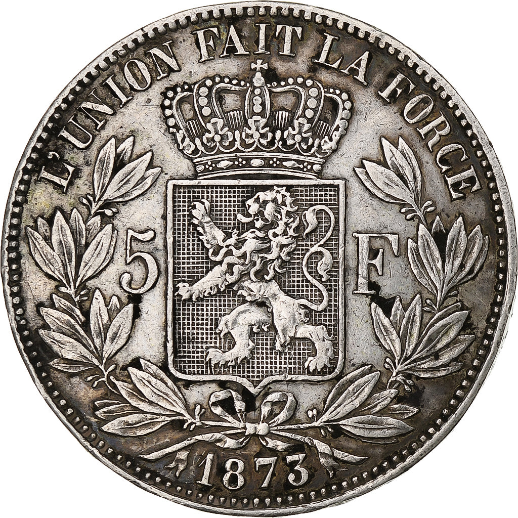 Moeda, Bélgica, Leopold II, 5 Francs, 5 Frank, 1873, VF(30-35), Prata, KM:24