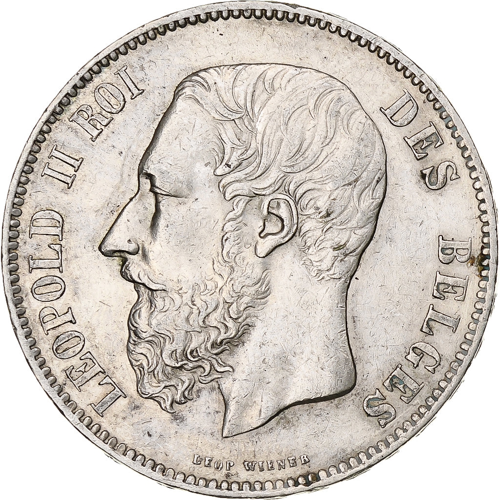 Coin, Belgium, Leopold II, 5 Francs, 5 Frank, 1873, AU(50-53), Silver, KM:24