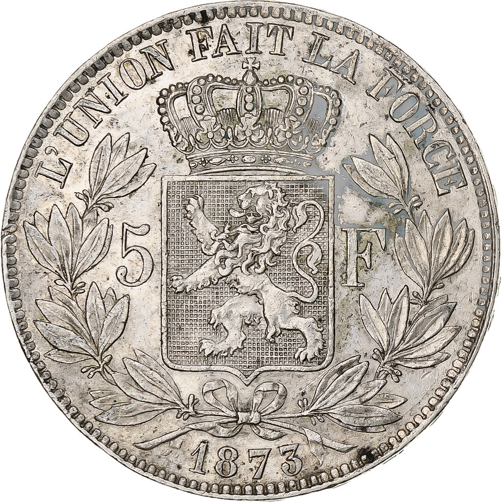 Coin, Belgium, Leopold II, 5 Francs, 5 Frank, 1873, AU(50-53), Silver, KM:24
