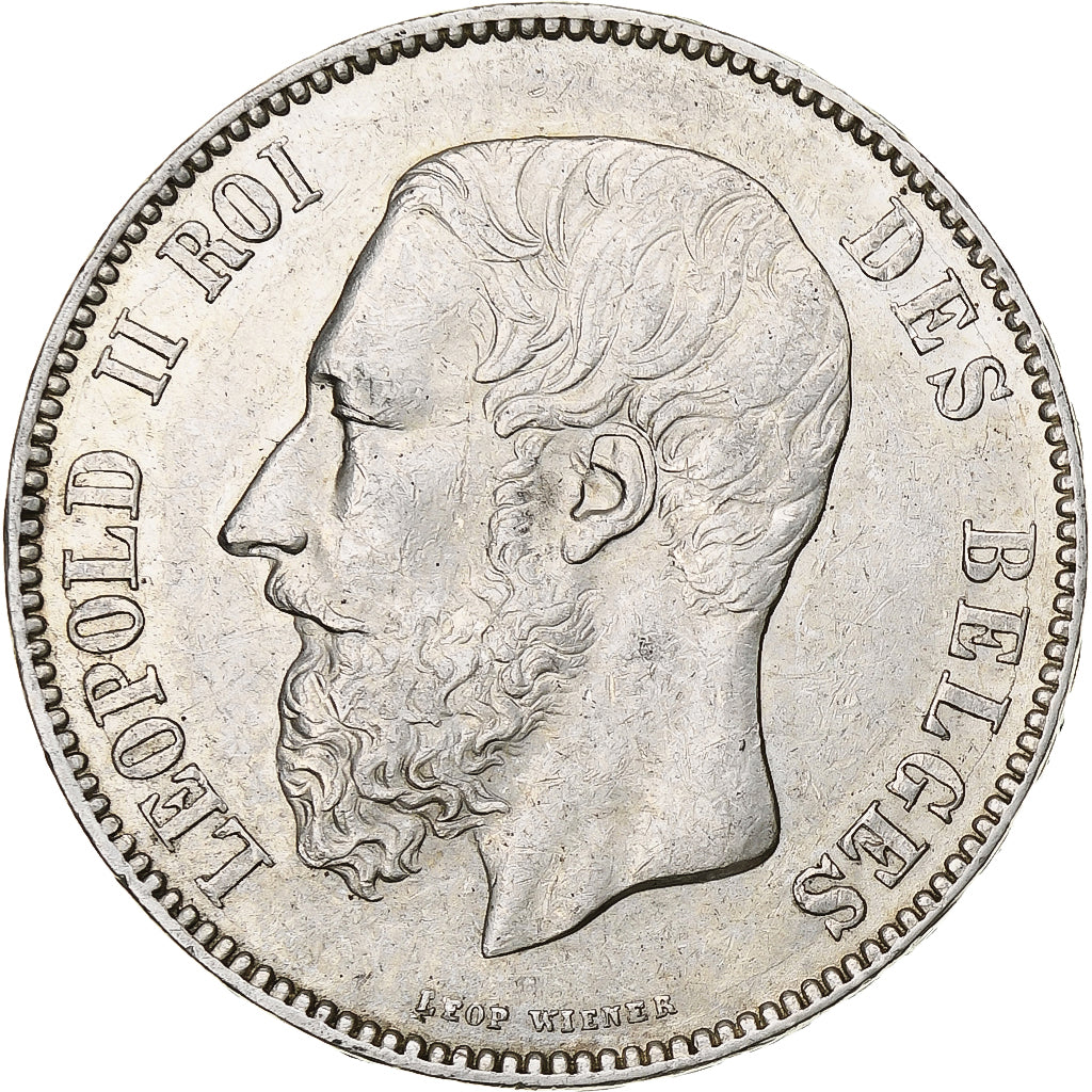Coin, Belgium, Leopold II, 5 Francs, 5 Frank, 1873, AU(55-58), Silver, KM:24