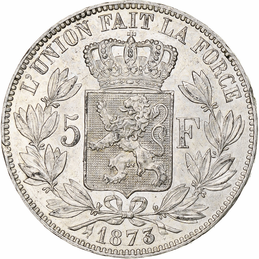 Coin, Belgium, Leopold II, 5 Francs, 5 Frank, 1873, AU(55-58), Silver, KM:24