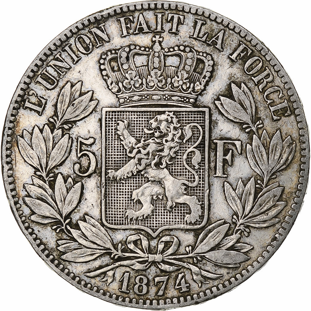 Coin, Belgium, Leopold II, 5 Francs, 5 Frank, 1874, VF(30-35), Silver, KM:24