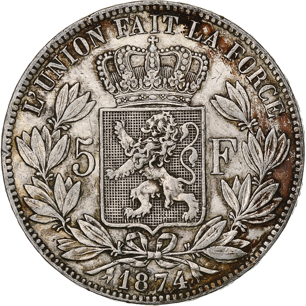 Coin, Belgium, Leopold II, 5 Francs, 5 Frank, 1874, VF(30-35), Silver, KM:24