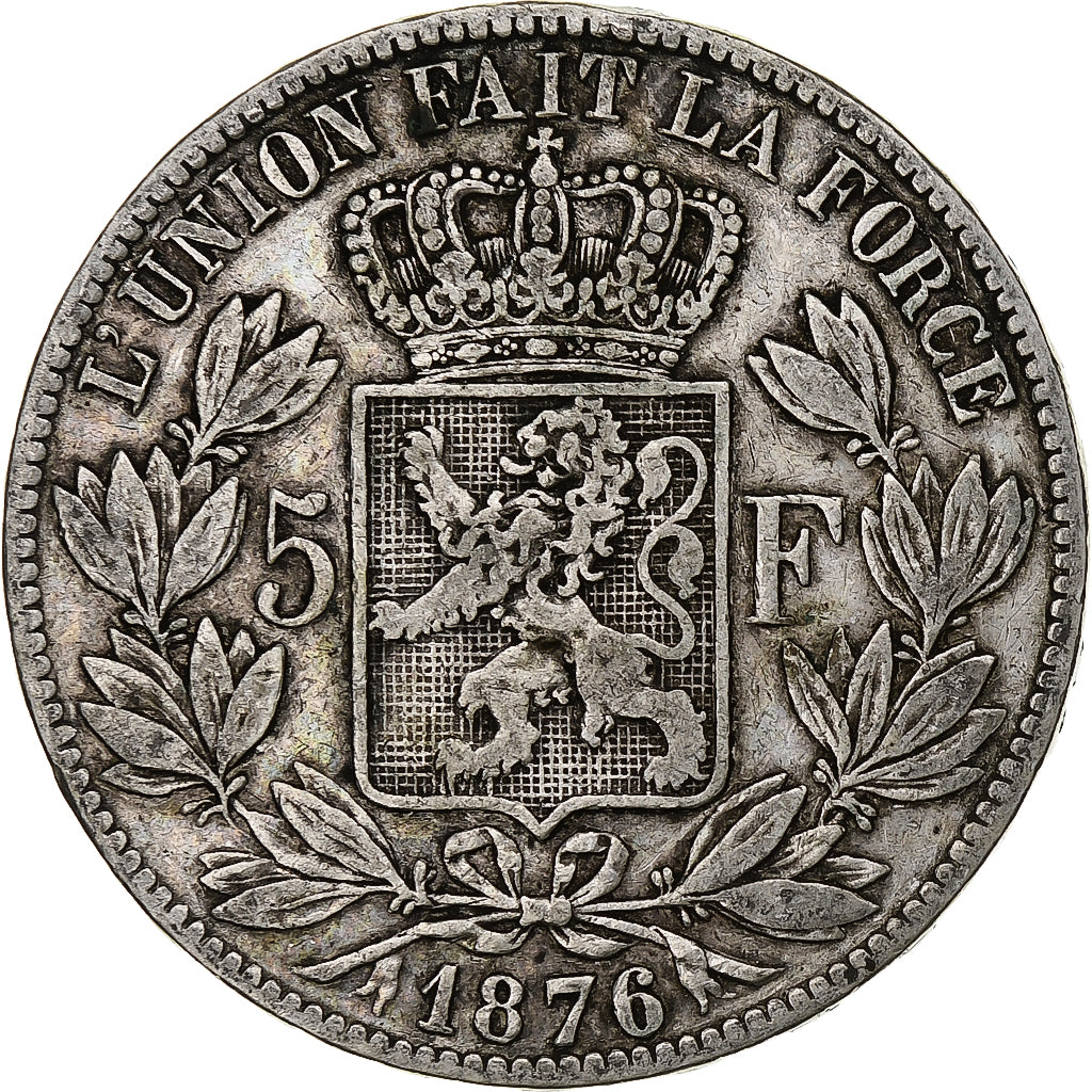 Coin, Belgium, Leopold II, 5 Francs, 5 Frank, 1876, VF(30-35), Silver, KM:24
