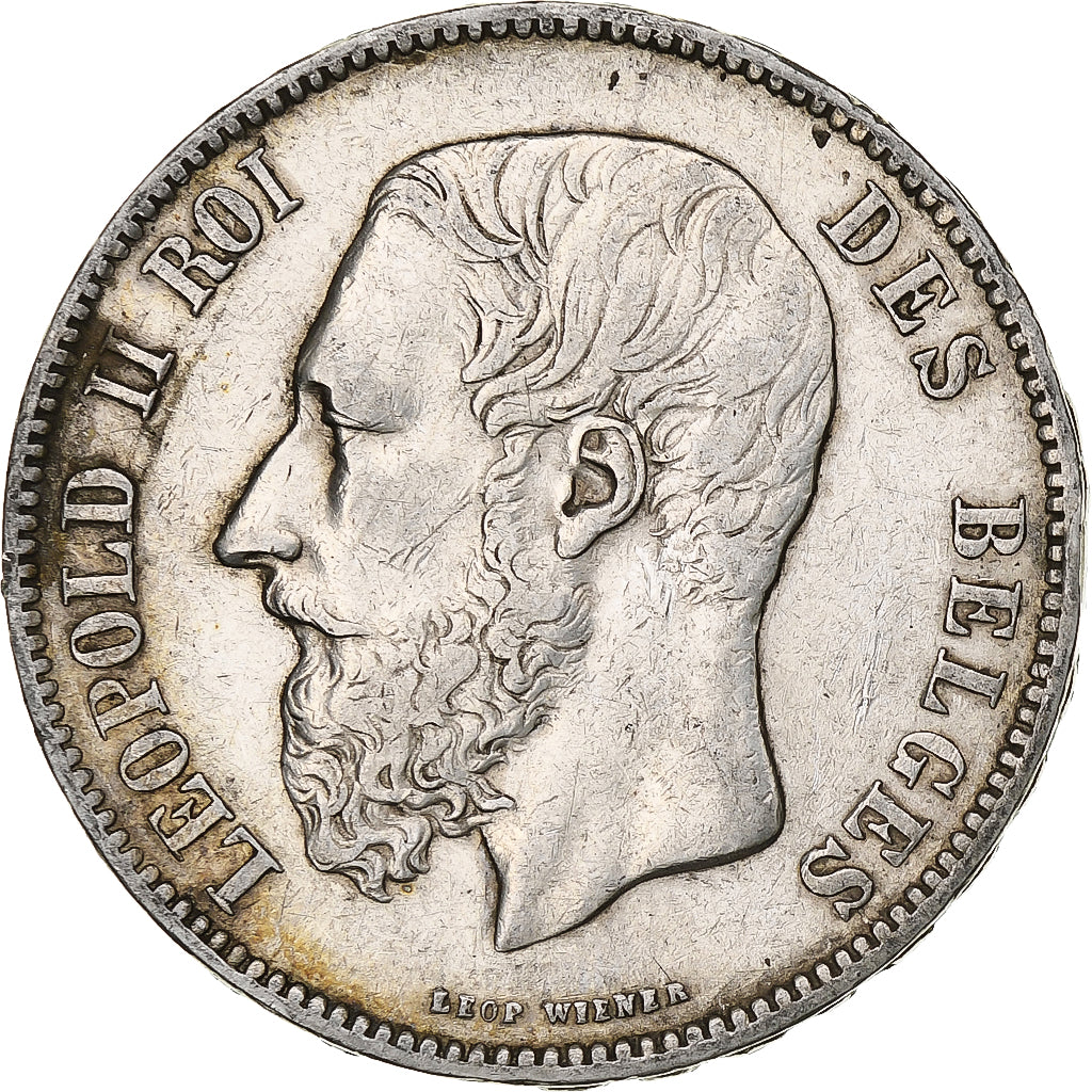 Coin, Belgium, Leopold II, 5 Francs, 5 Frank, 1876, EF(40-45), Silver, KM:24