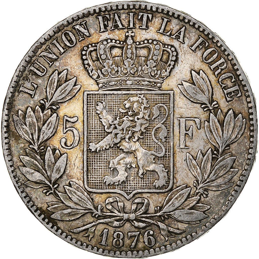 Coin, Belgium, Leopold II, 5 Francs, 5 Frank, 1876, EF(40-45), Silver, KM:24