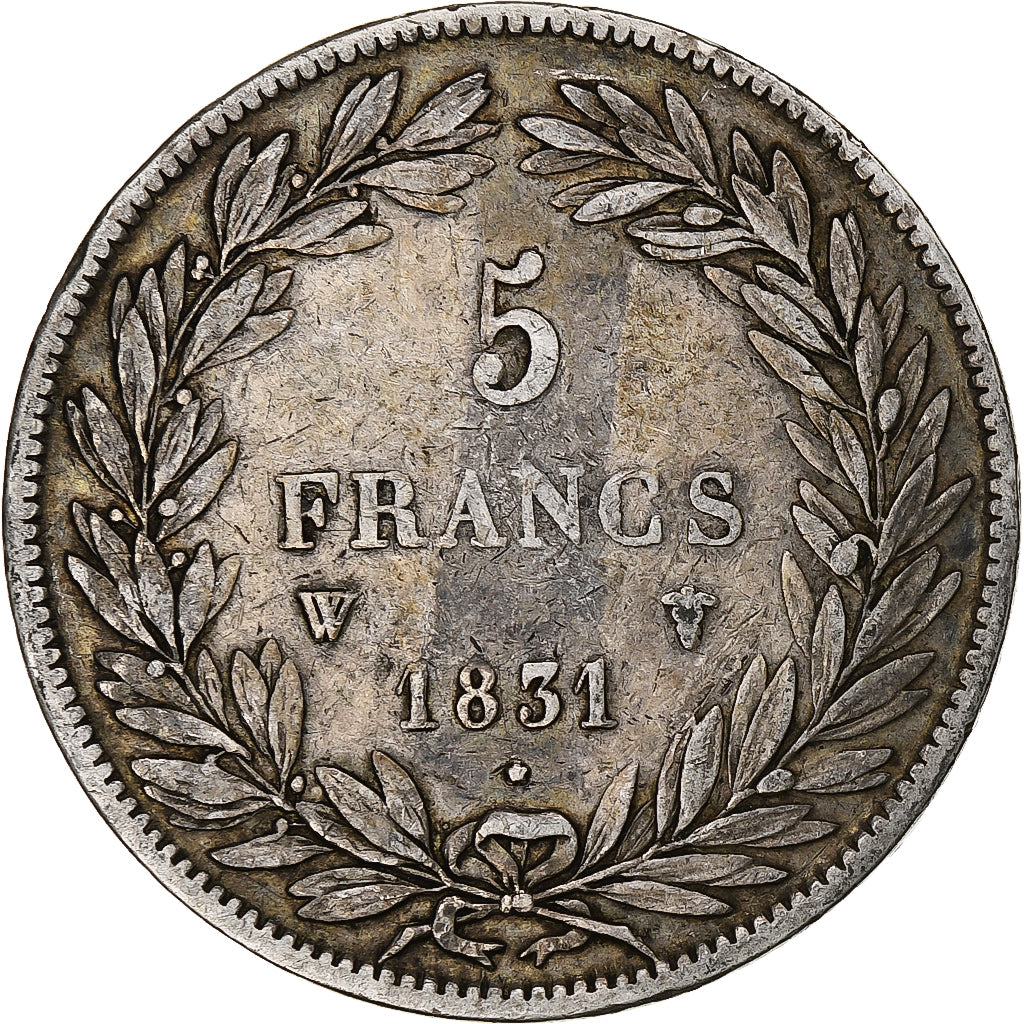 Moneta, Francia, Louis-Philippe, 5 Francs, 1831, Lille, MB+, Argento, KM:735.13