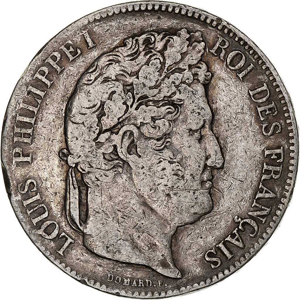 Moneta, Francia, Louis-Philippe, 5 Francs, 1834, Strasbourg, MB+, Argento