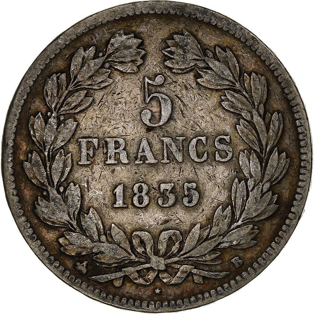 Coin, France, Louis-Philippe, 5 Francs, 1835, Rouen, VF(20-25), Silver