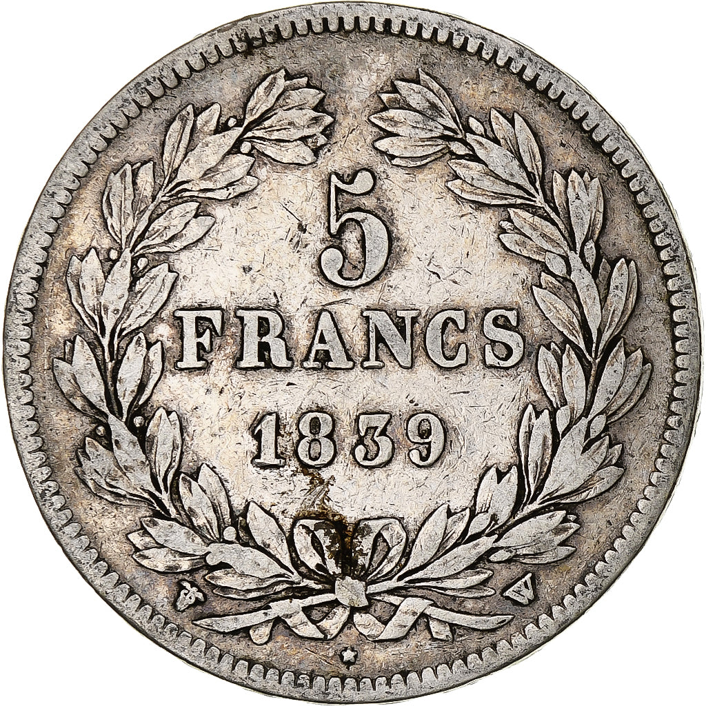 Coin, France, Louis-Philippe, 5 Francs, 1839, Lille, VF(20-25), Silver