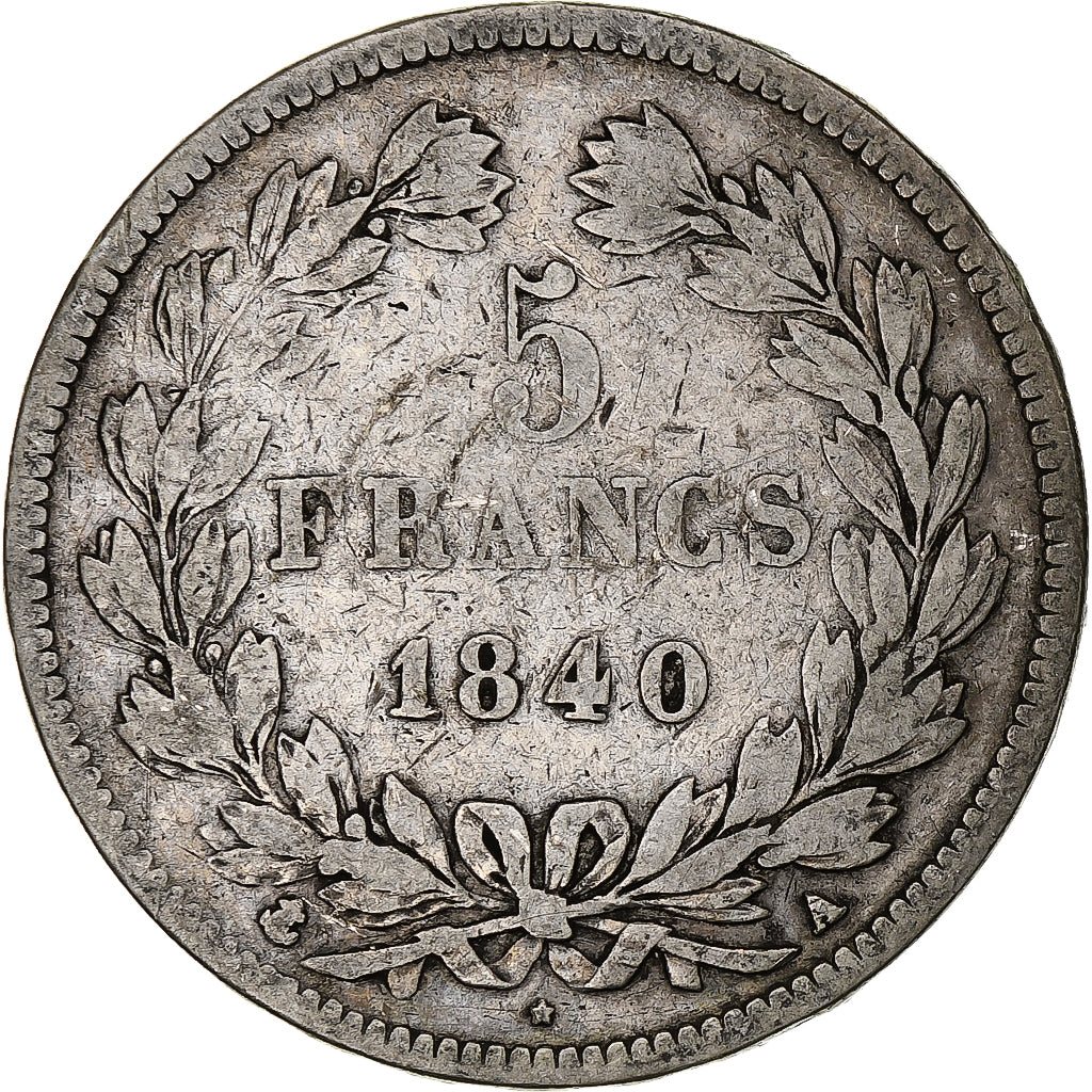 Monnaie, France, Louis-Philippe, 5 Francs, 1840, Paris, B+, Argent, Gadoury:678