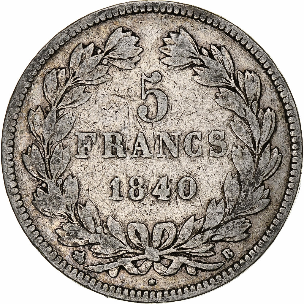 Moneta, Francja, Louis-Philippe, 5 Francs, 1840, Rouen, F(12-15), Srebro