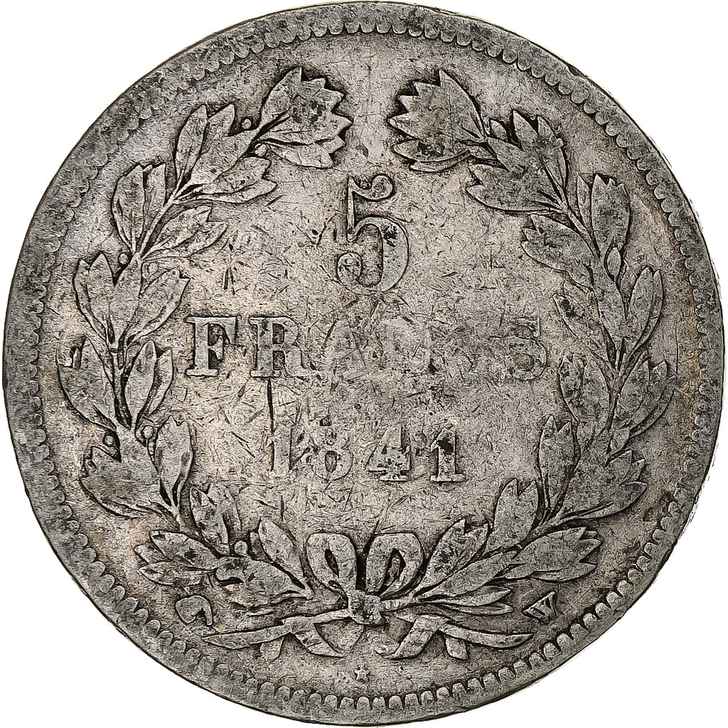 Coin, France, Louis-Philippe, 5 Francs, 1841, Lille, VG(8-10), Silver