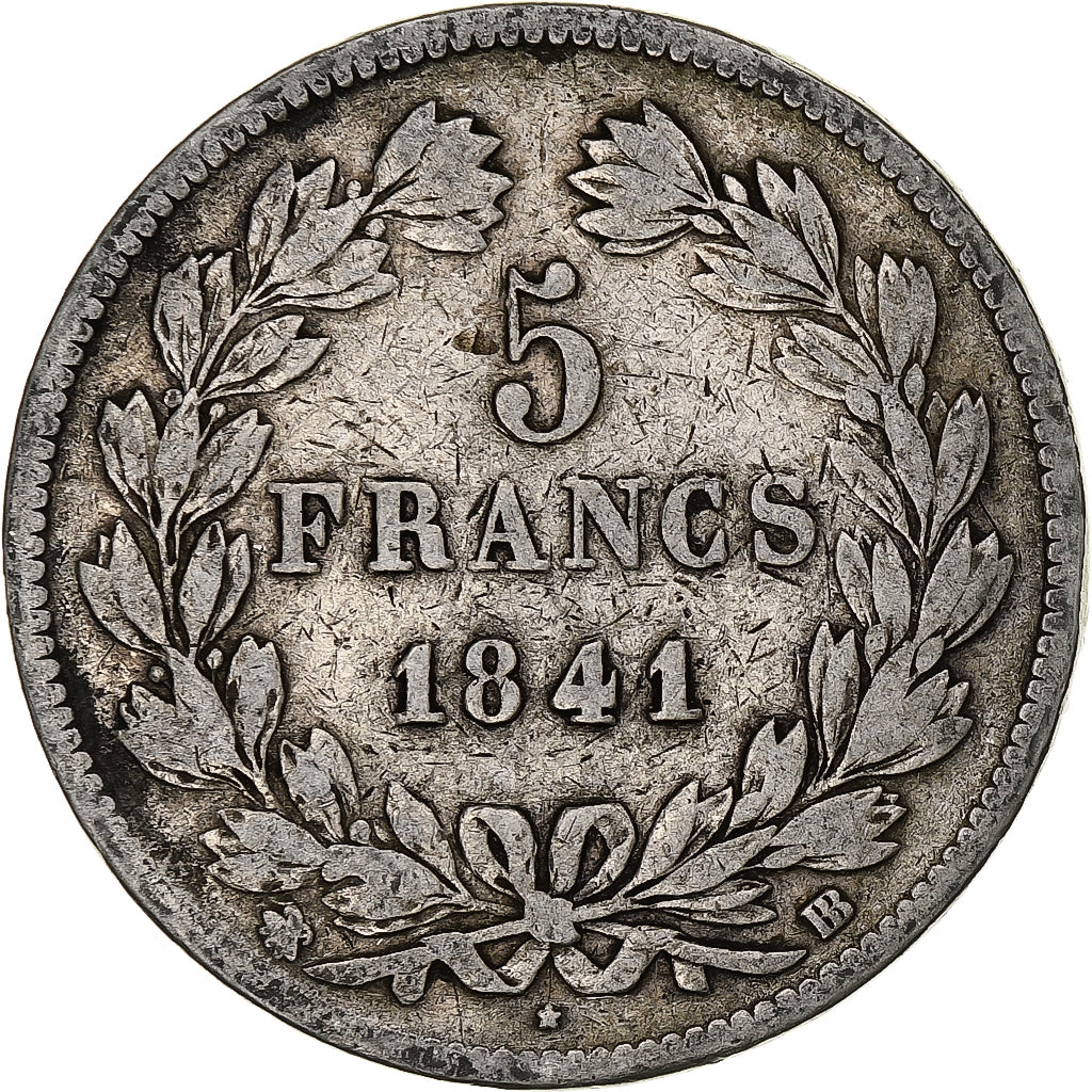 Münze, Frankreich, Louis-Philippe, 5 Francs, 1841, Strasbourg, SGE+, Silber