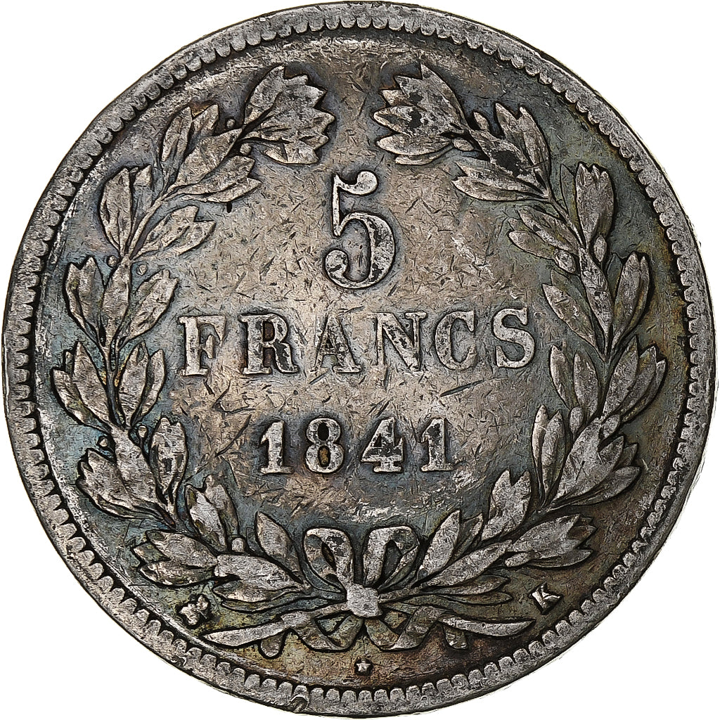 Coin, France, Louis-Philippe, 5 Francs, 1841, Bordeaux, F(12-15), Silver