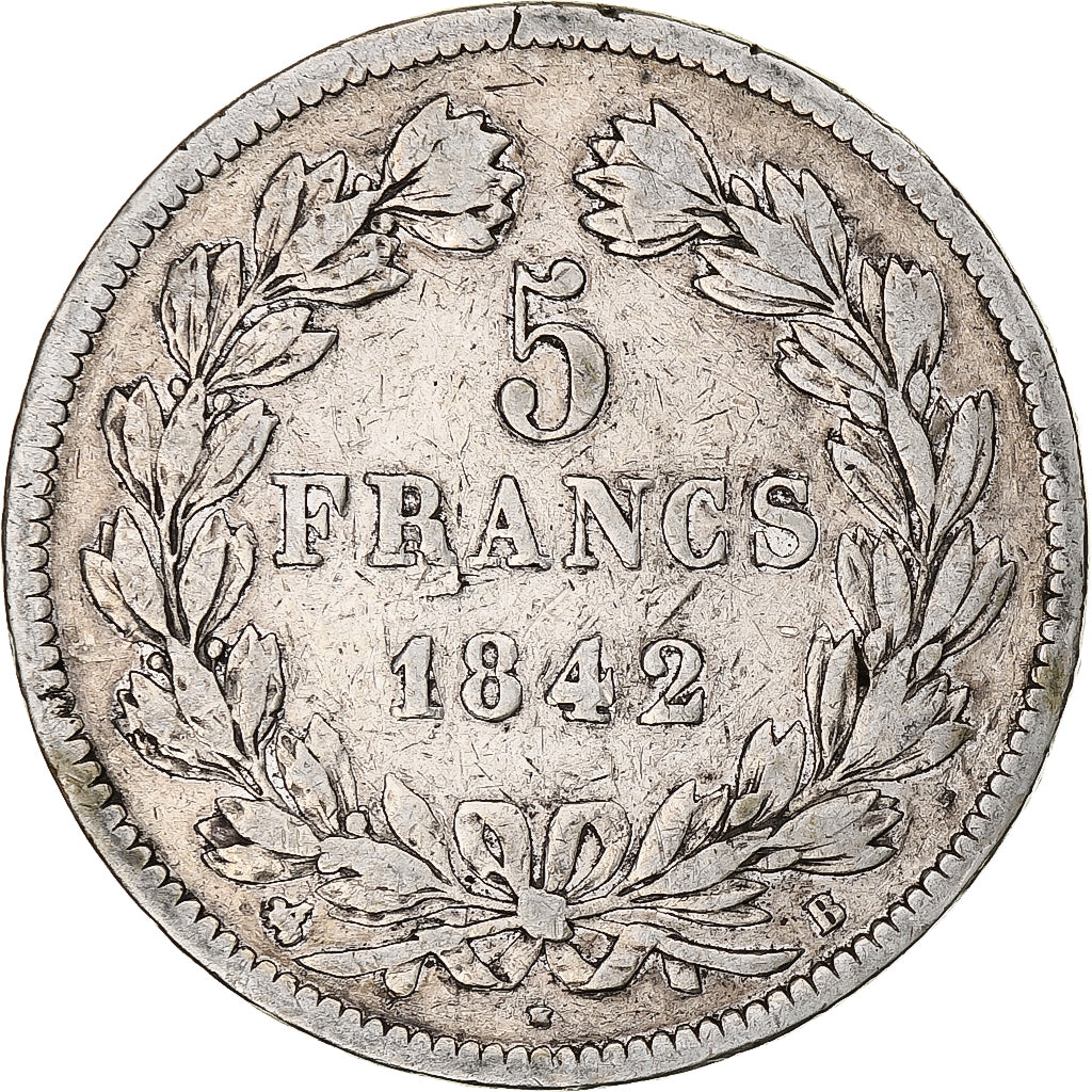 Coin, France, Louis-Philippe, 5 Francs, 1842, Rouen, VF(20-25), Silver
