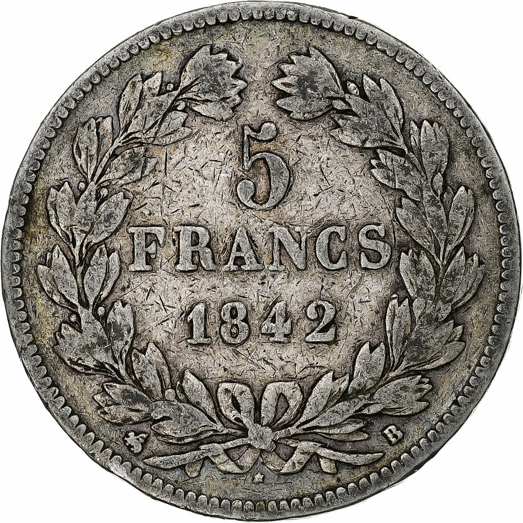 Coin, France, Louis-Philippe, 5 Francs, 1842, Rouen, F(12-15), Silver, KM:749.2