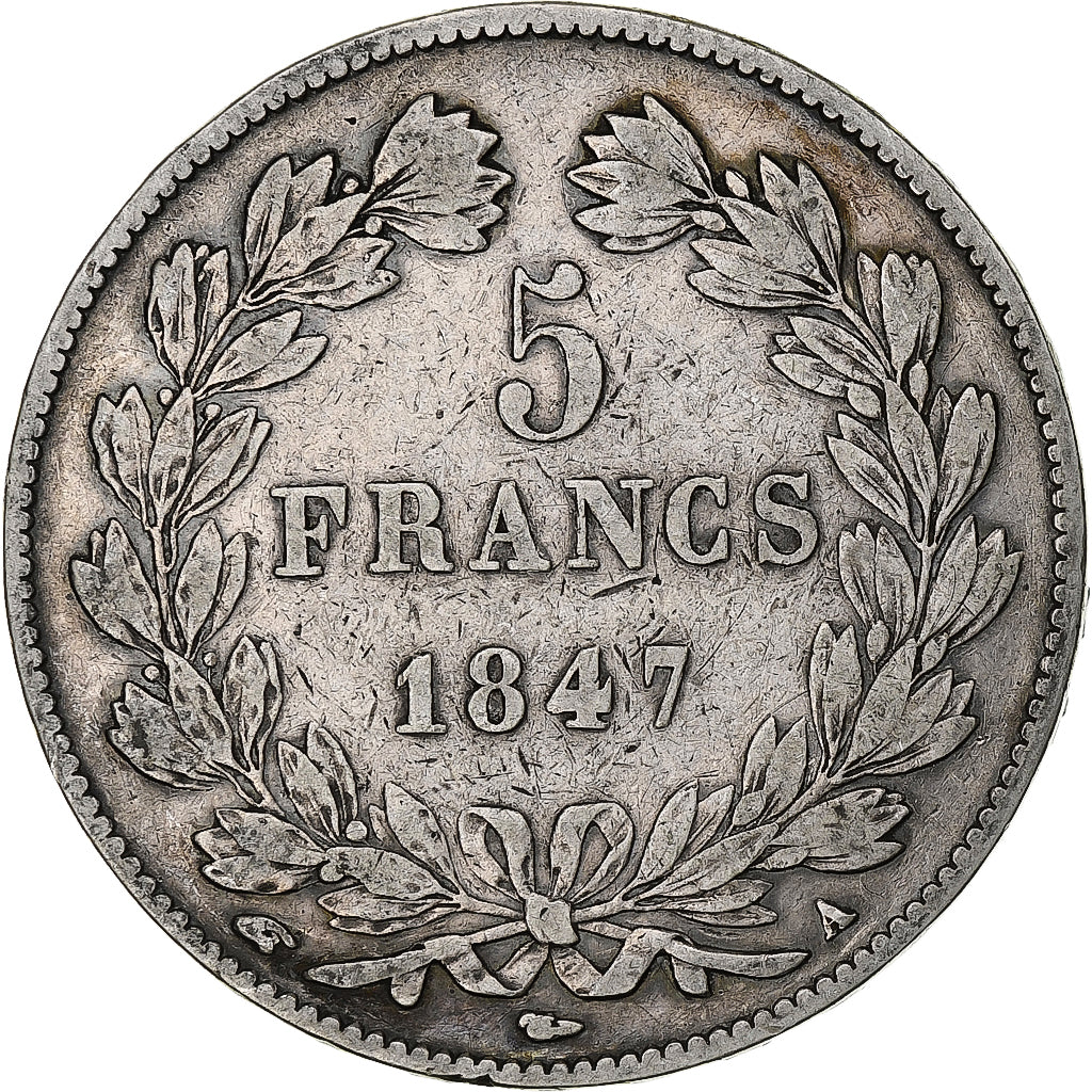 Monnaie, France, Louis-Philippe, 5 Francs, 1847, Paris, TB, Argent