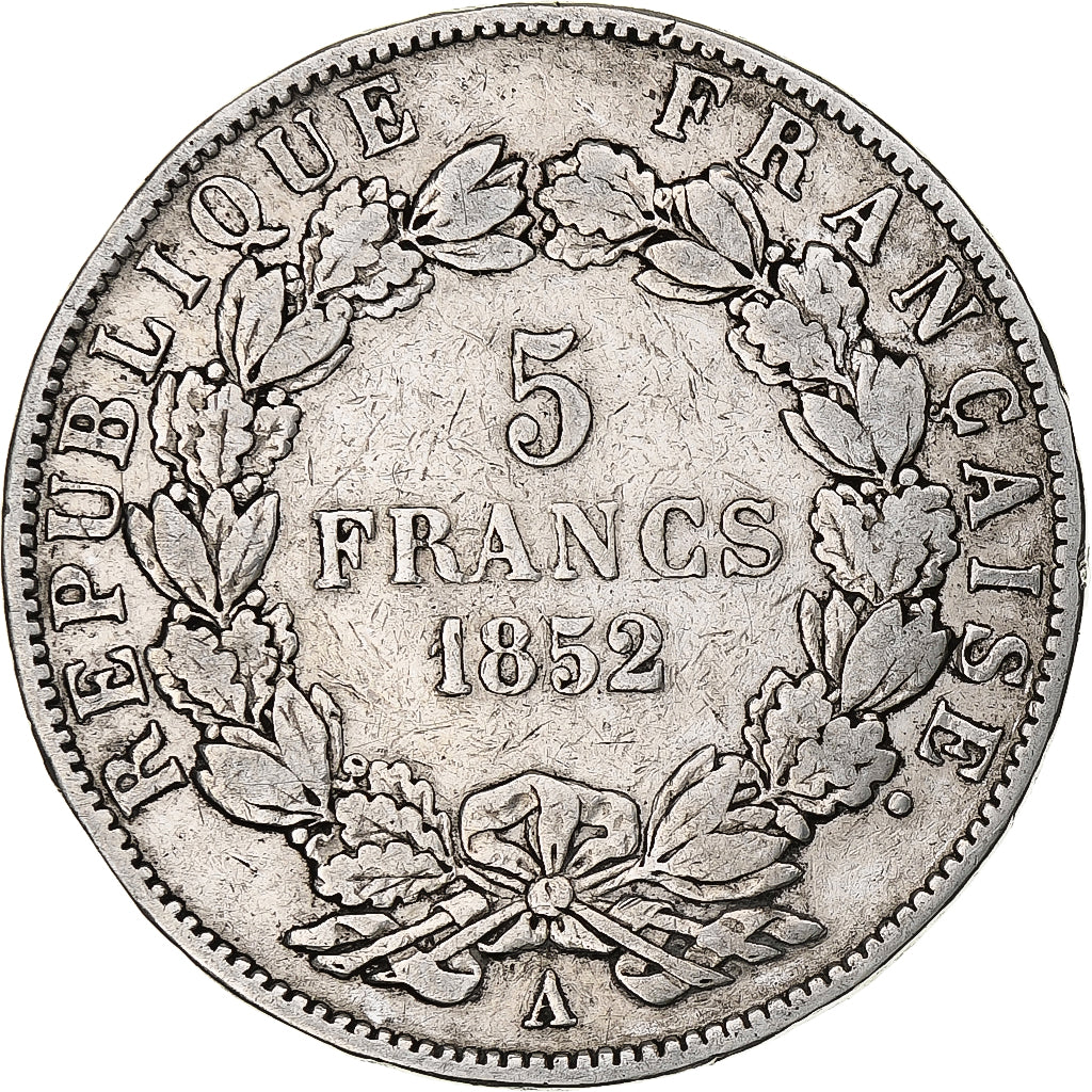 Monnaie, France, Napoléon III, 5 Francs, 1852, Paris, B+, Argent, Gadoury:726