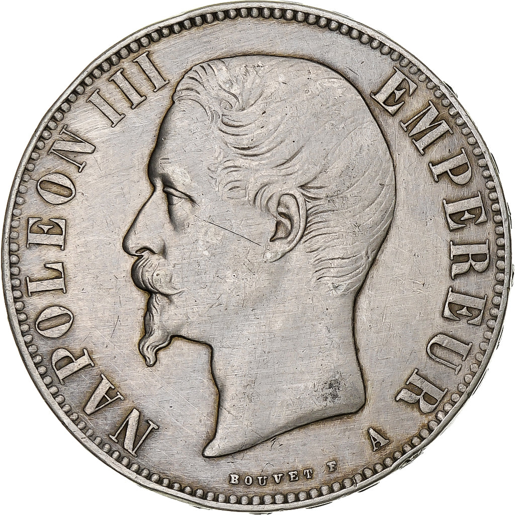 Francja, Napoleon III, 5 Francs, 1856, Paris, AU(50-53), Srebro, KM:782.1