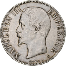 Francja, Napoleon III, 5 Francs, 1856, Paris, AU(50-53), Srebro, KM:782.1