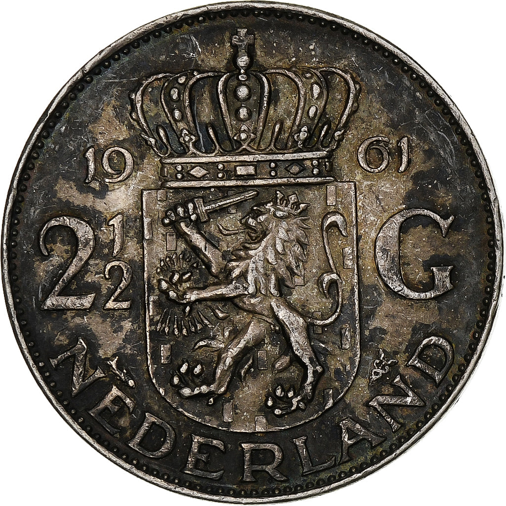 Monnaie, Pays-Bas, Juliana, 2-1/2 Gulden, 1961, TTB+, Argent, KM:185