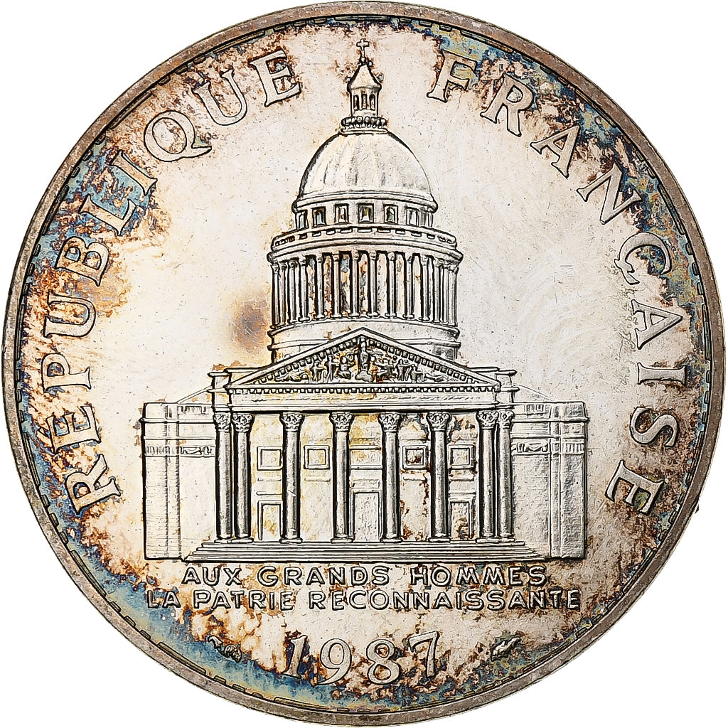 Francja, 100 Francs, Panthéon, 1987, Paris, Srebro, AU(55-58), Gadoury:898, Le